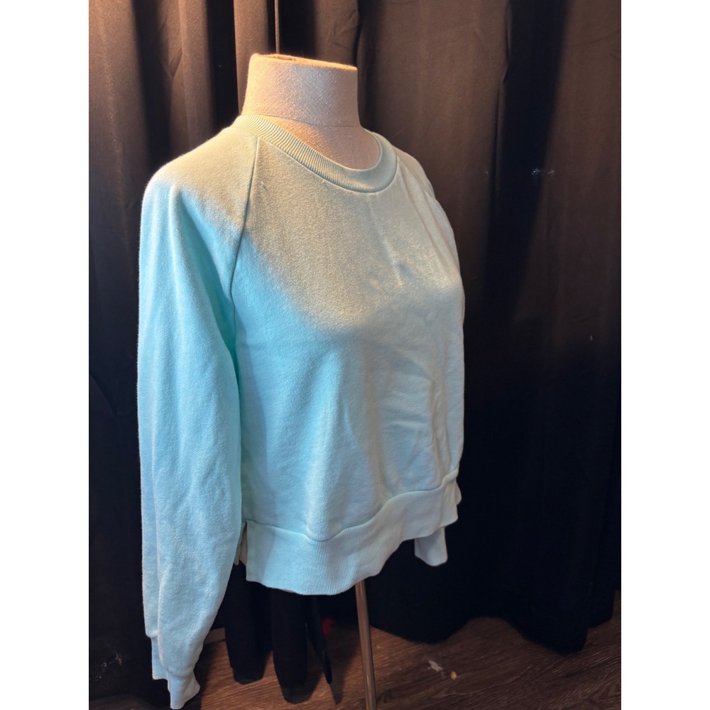 Colsie Mint Light Blue Cropped Sweatshirt Womens Small Raglan Sleeve Crew Neck